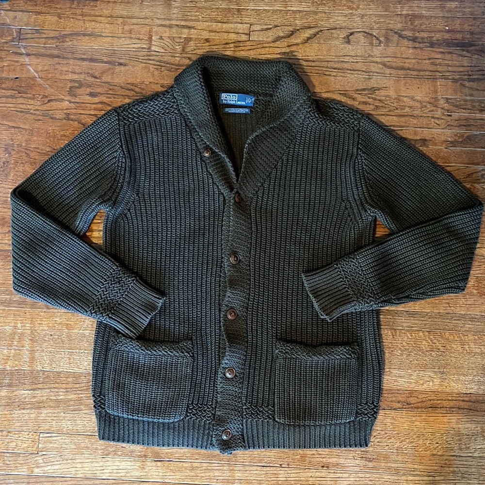 Polo Ralph Lauren Olive Shawl Collar Cardigan